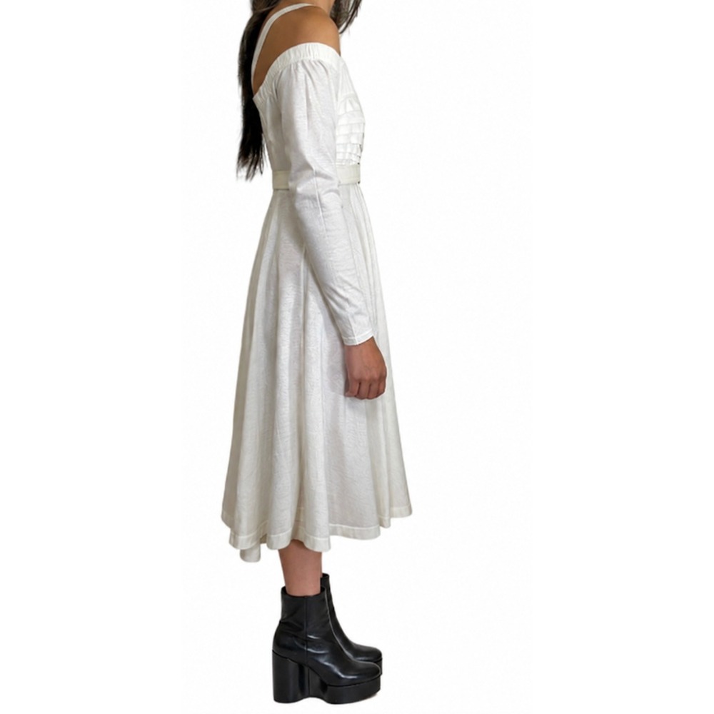 Vintage Morgane Le Fay Off Shoulder Empire Waist Midi Dress M Romantic Ren Fair - Picture 4 of 16
